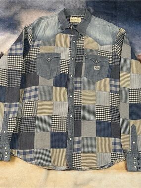 Ralph Lauren Denim & Supply Button Down Shirt  Aztec Indian Patchwork Size XXL